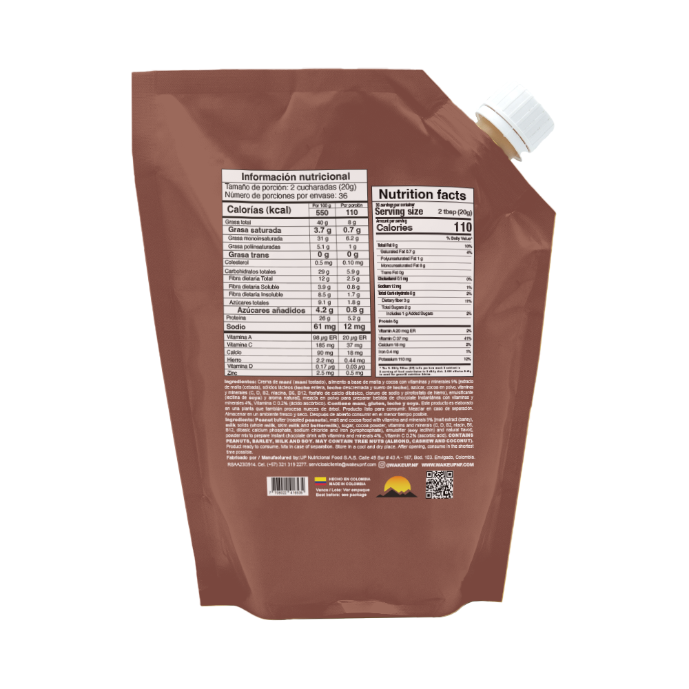 Crema De Mani Con Chocolate - Wakeup 720g